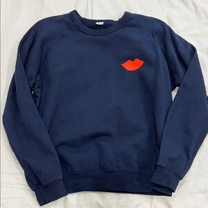 Clare V Navy Sweatshirt with Red Lips